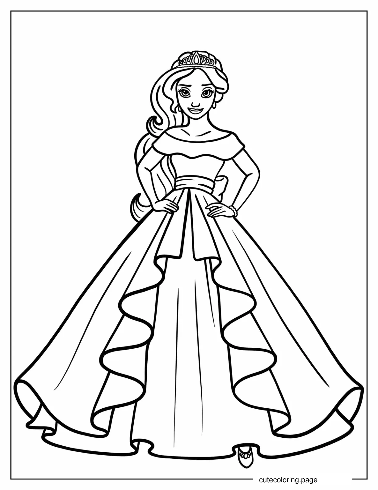 Easy Princess Elena Coloring Sheet For Kids coloring page