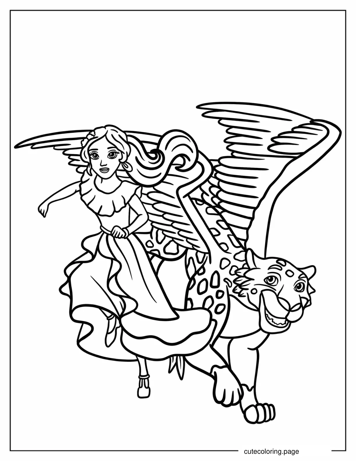 Elena Of Avalor Running With A Jaquin Coloring Sheet coloring page