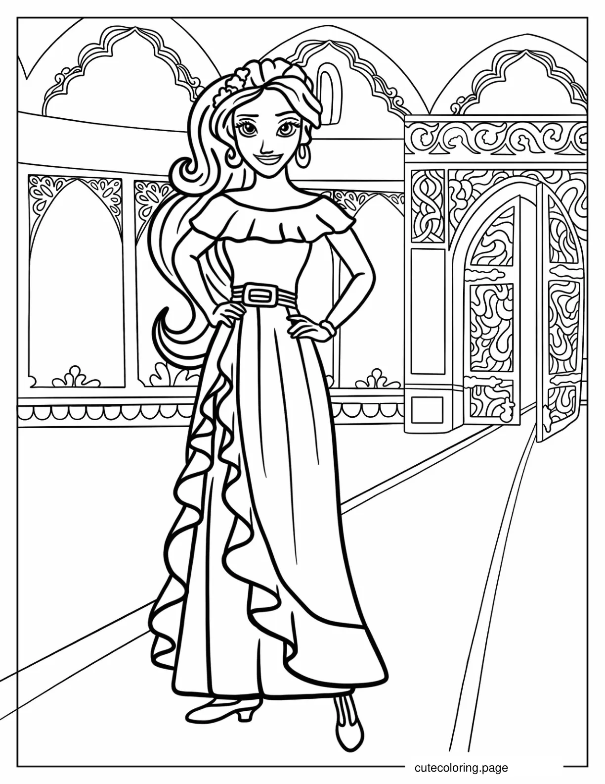 Princess Elena Of Avalor Inside The Palace Coloring Page For Kids coloring page