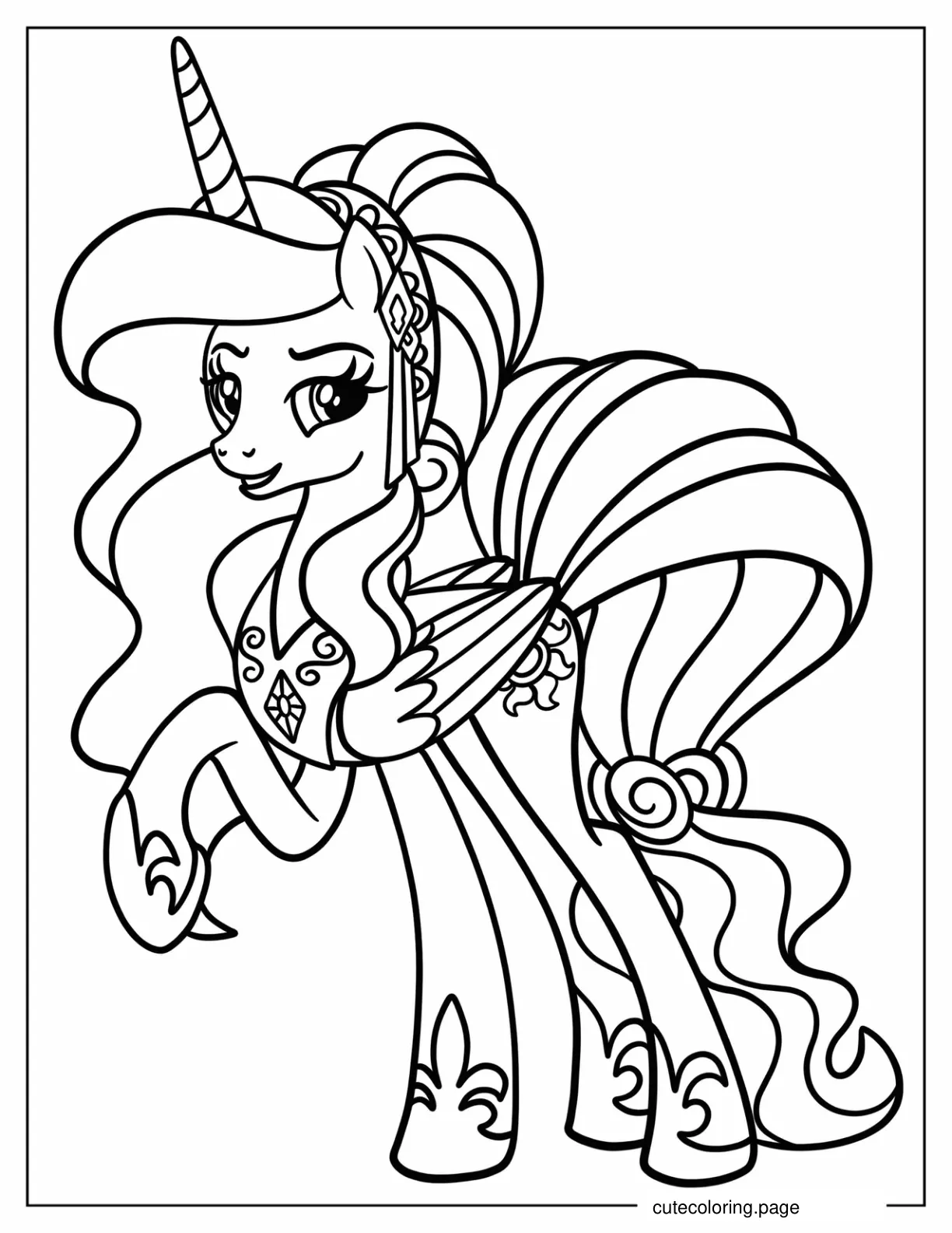 Chibi Princess Celestia Coloring Page For Kids coloring page