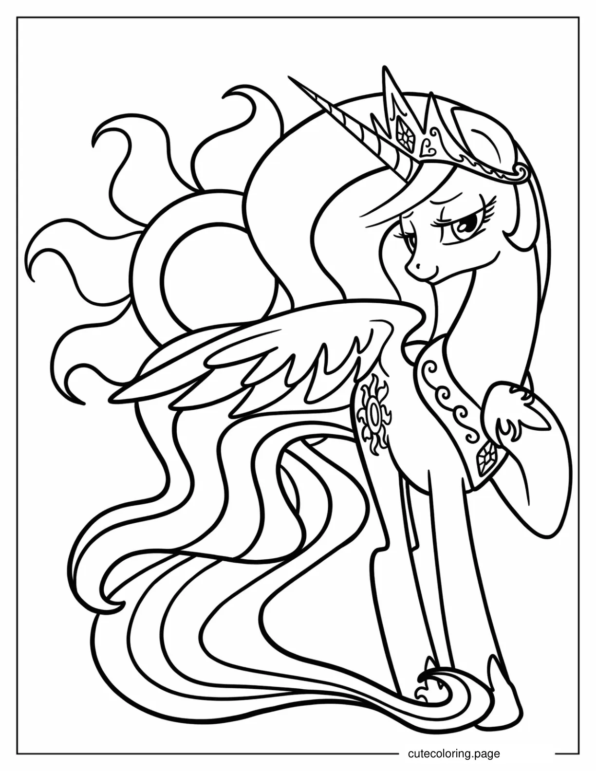 Detailed Princess Celestia Coloring Page coloring page