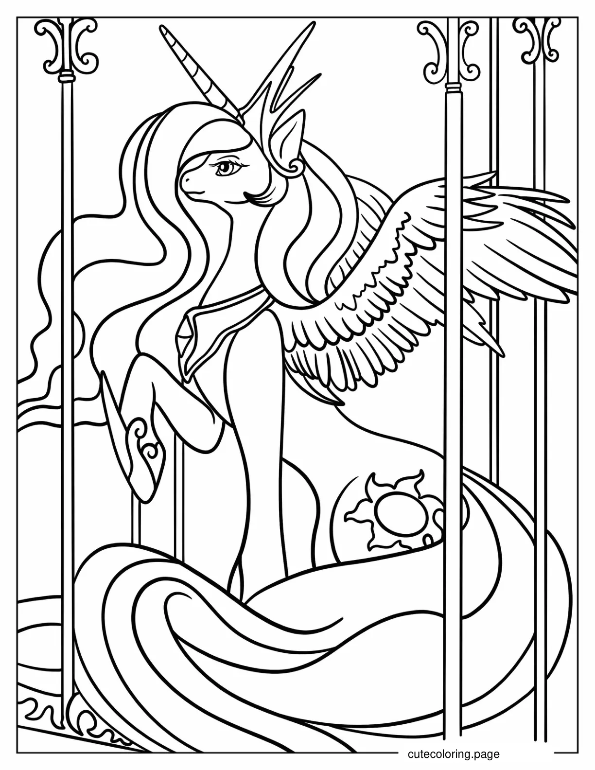 Elegant Princess Celestia Coloring Sheet coloring page