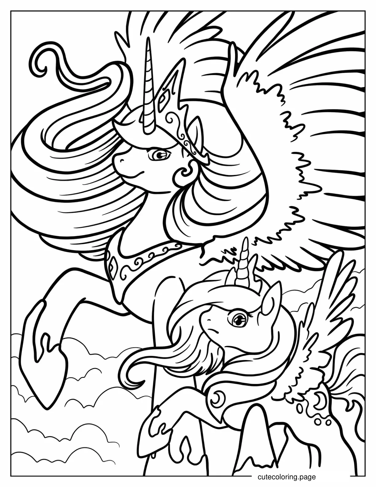 Princess Celestia With Baby Princess Luna coloring page