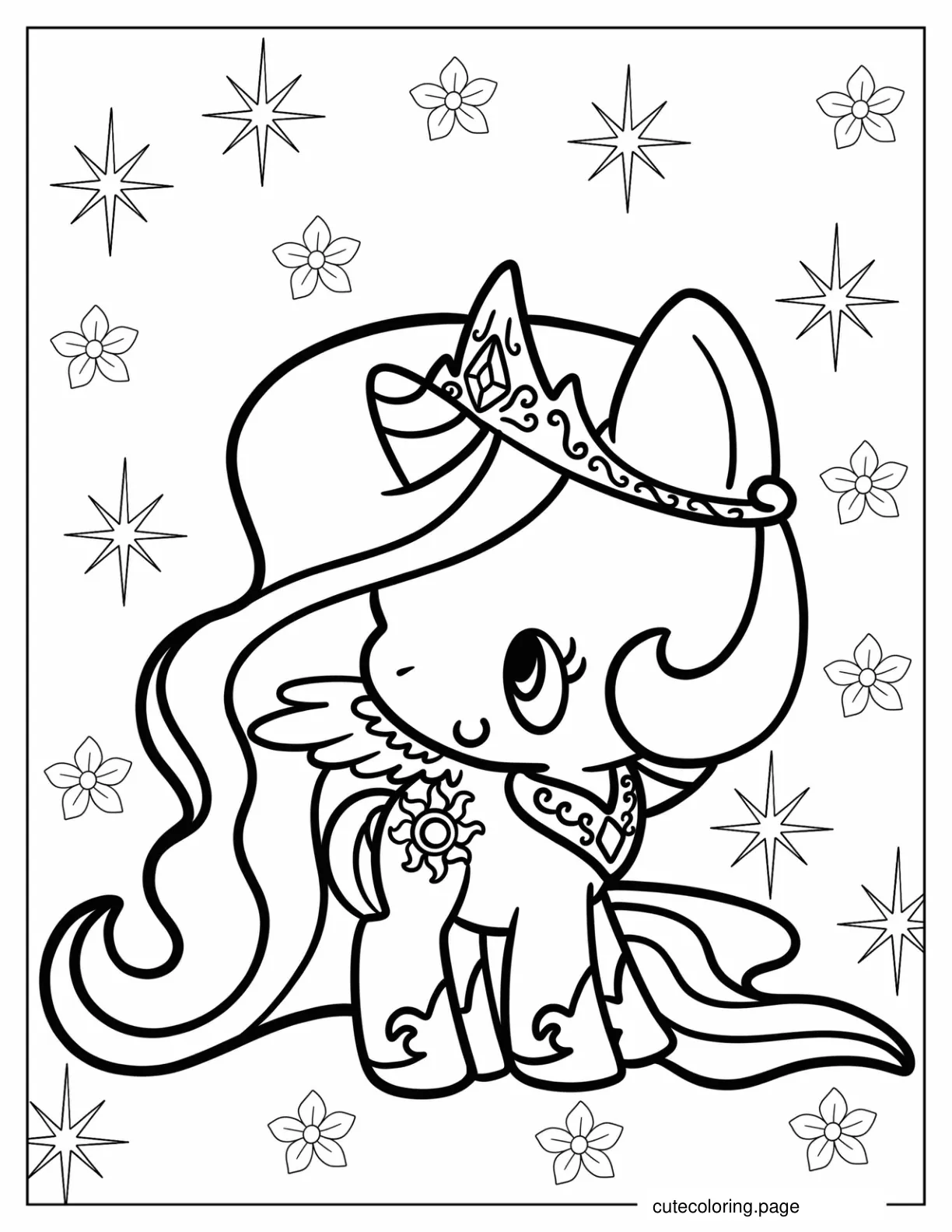 Simple Princess Celestia Coloring Page For Preschoolers coloring page