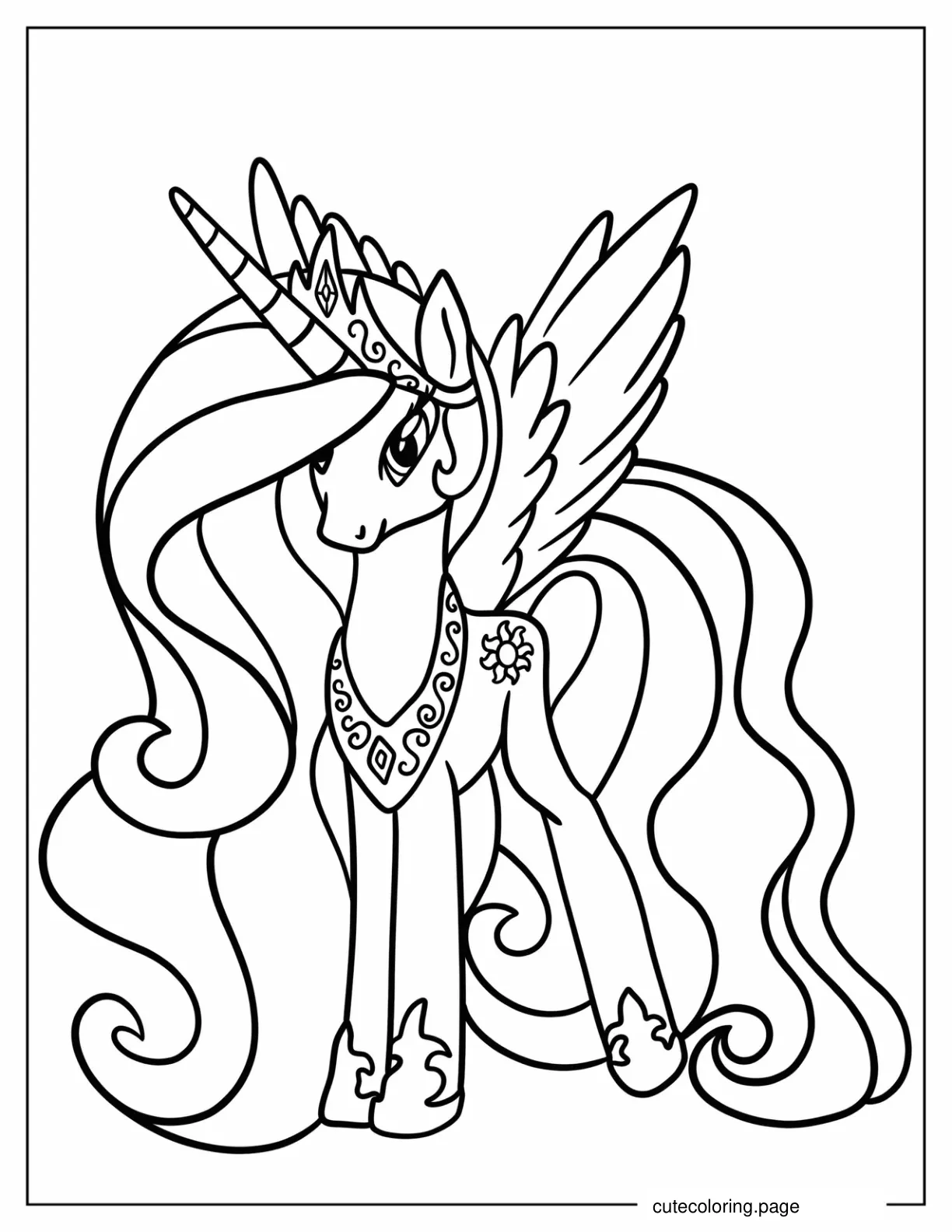 Simple Princess Celestia Coloring Sheet For Preschoolers coloring page