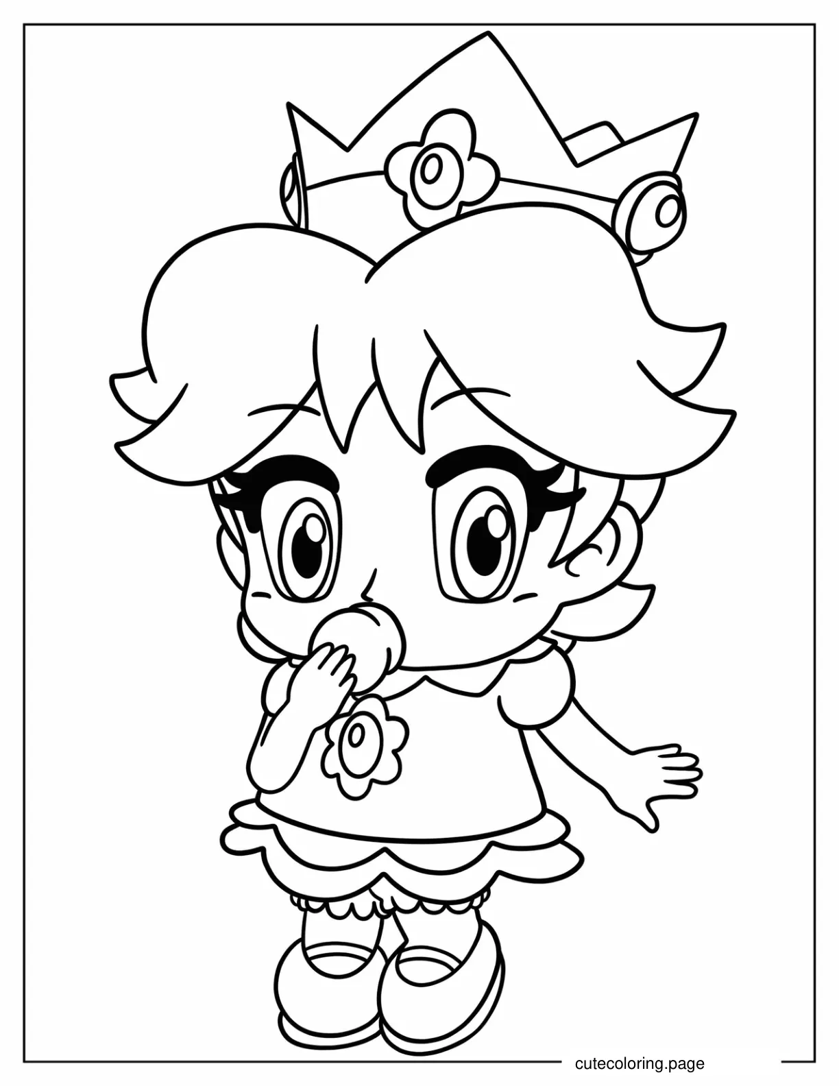 Baby Princess Daisy With Pacifier Coloring Sheet For Preschoolers coloring page