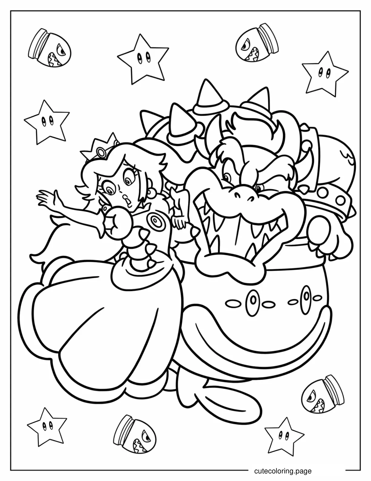 Bowser Taking Princess Daisy Hostage coloring page