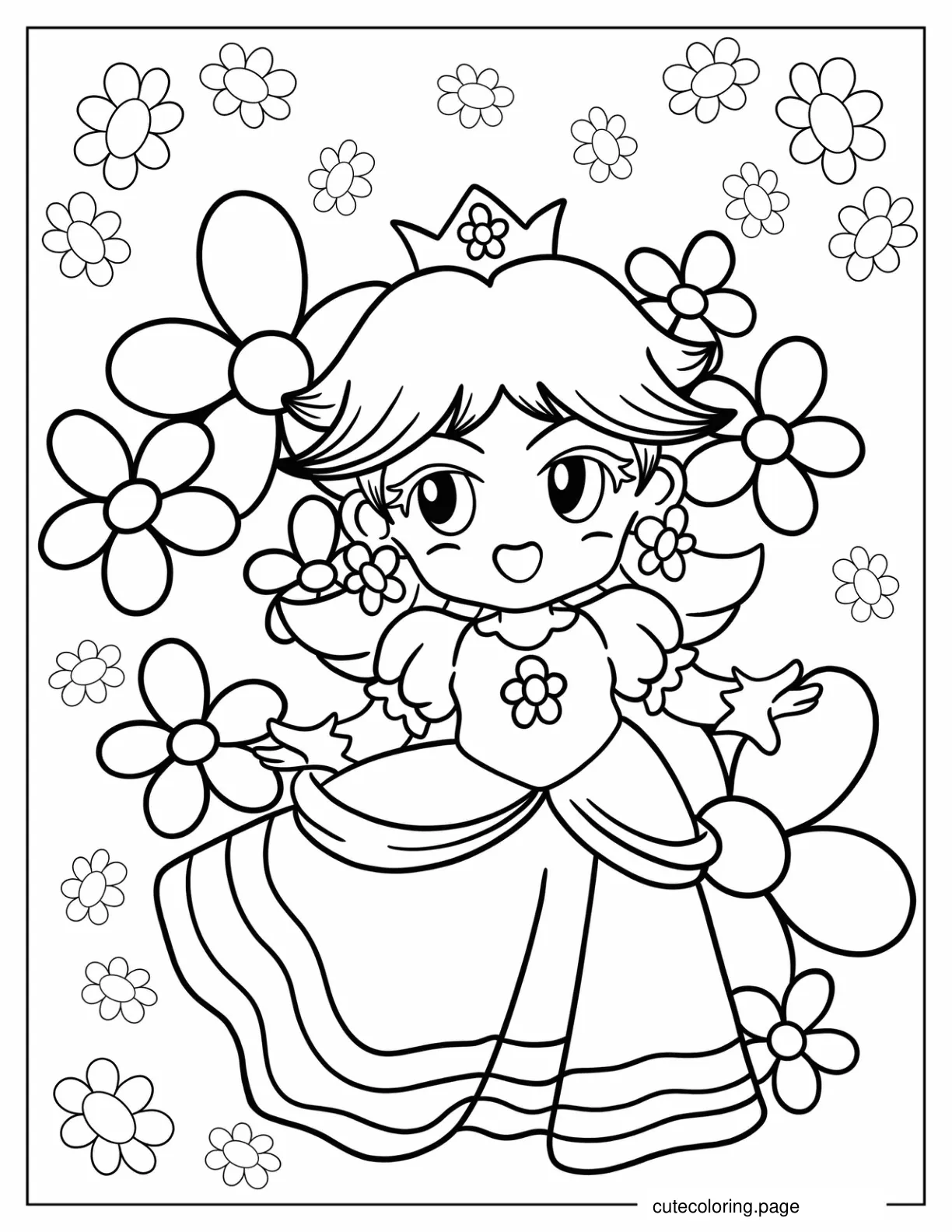 Chibi Anime Princess Daisy Coloring Sheet For Kids coloring page