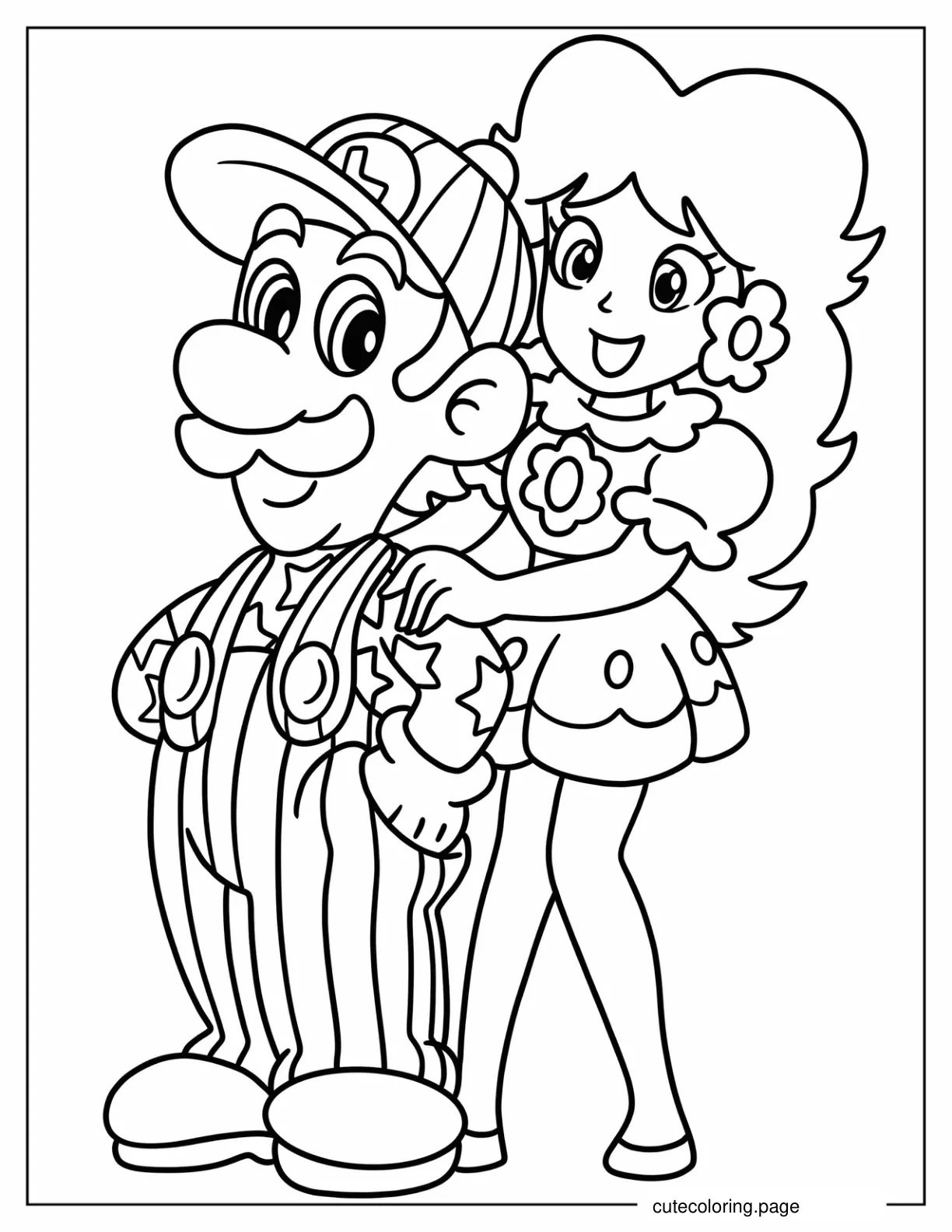 Easy Princess Daisy And Luigi Coloring Sheet For Kids coloring page