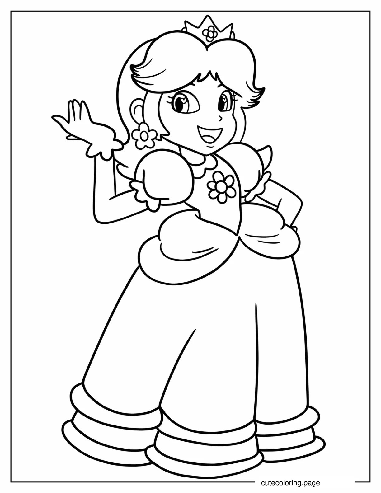 Easy Princess Daisy In Gown Coloring Sheet For Kids coloring page