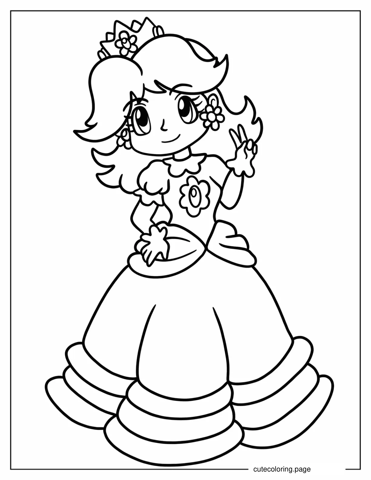 Simple Cartoon Princess Daisy Coloring Page For Kids coloring page