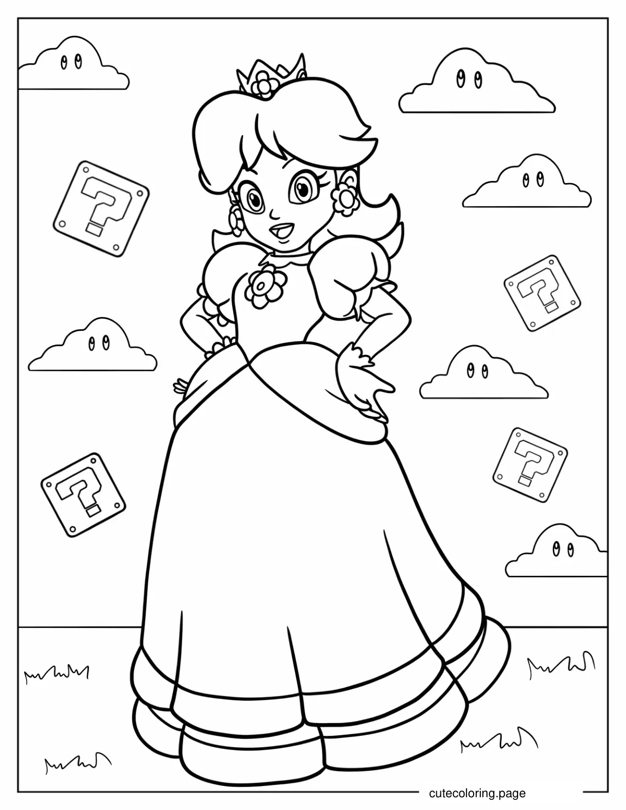 Simple Princess Daisy Coloring Page coloring page