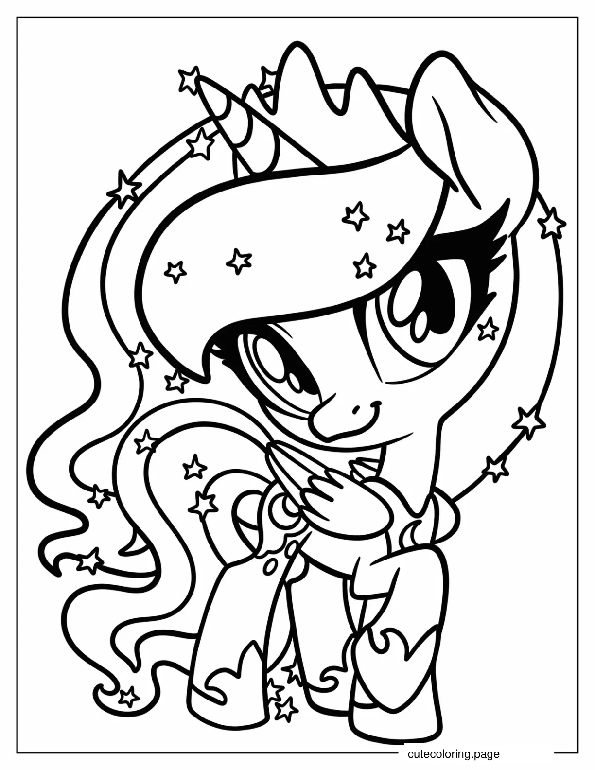 Kawaii Chibi Princess Luna Coloring Sheet For Preschoolers coloring page