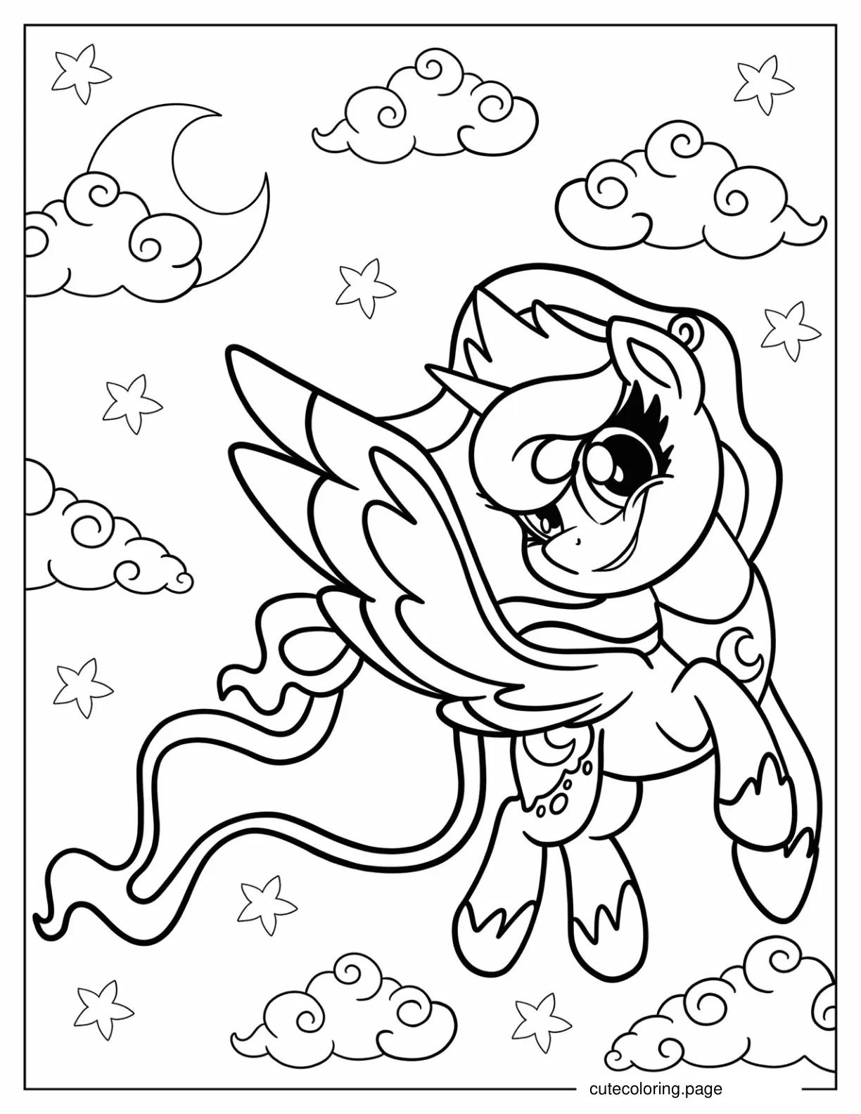 Kawaii Princess Luna Coloring Page For Kids coloring page