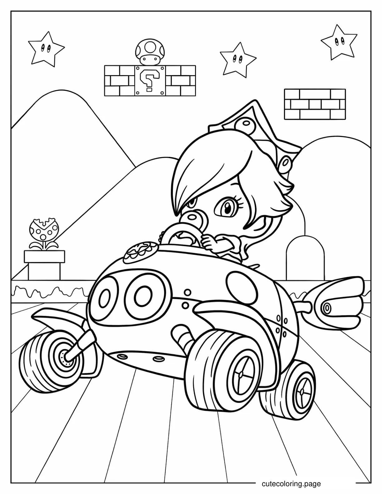 Baby Princess Rosalina In Mario Kart Coloring Sheet coloring page