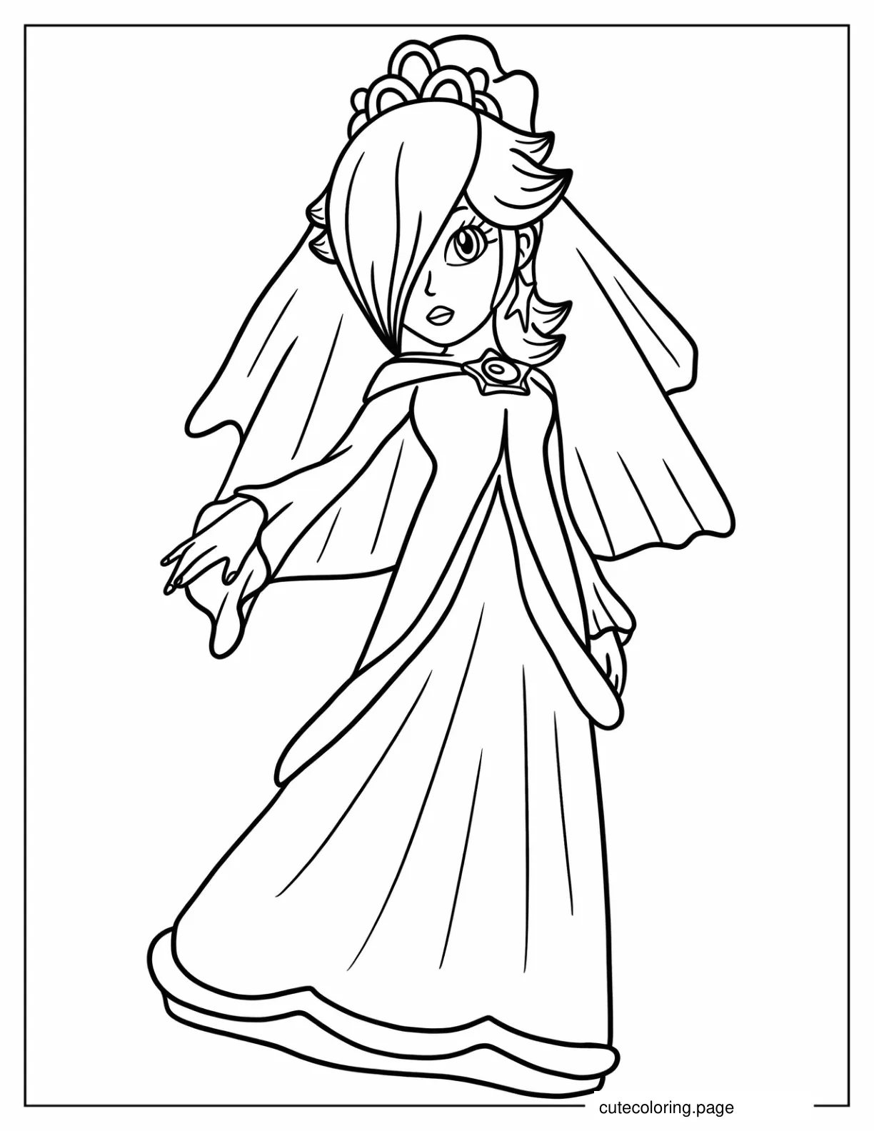 Easy Rosalina In Wedding Dress Coloring Page coloring page