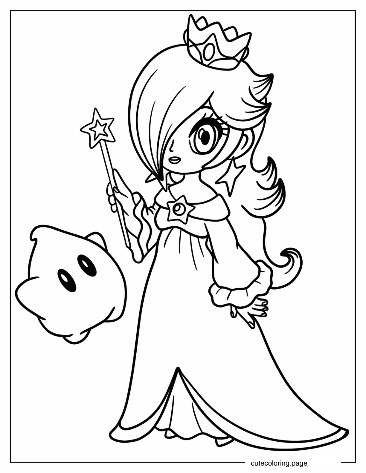 Kawaii Rosalina With Luma Coloring Page For Kids coloring page